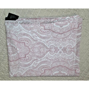 Ralph Lauren Queen Flat Sheet Lght Pink White Paisley Cotton Bedding Soft Luxury